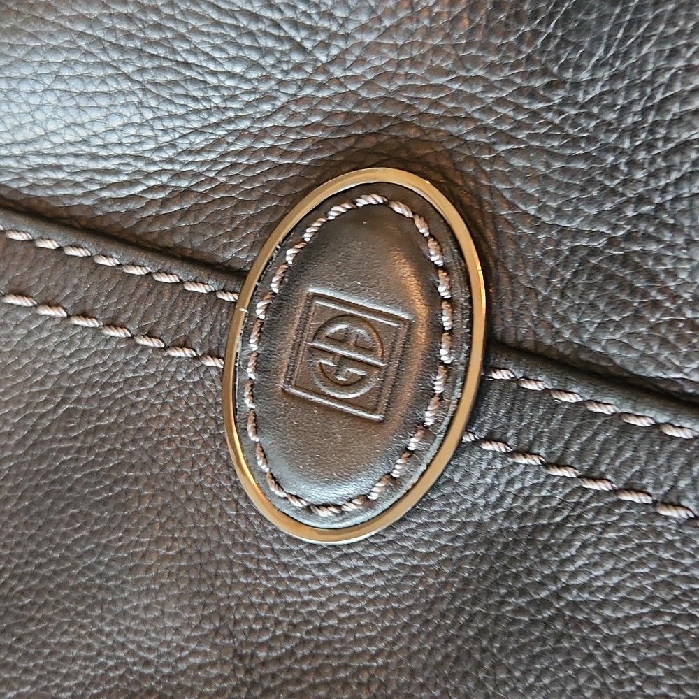 Giani Bernini black genuine Pebble leather with 2 side pockets shoulder bag - Picture 9 of 17